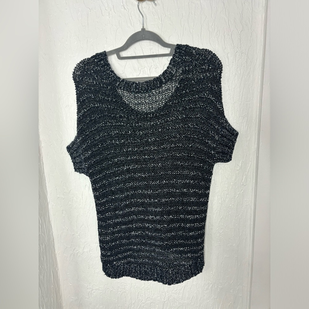 Alice + Olivia Open Mixed Knit Chunky Sweater Short Sleeve Top Size Small - Picture 6 of 6